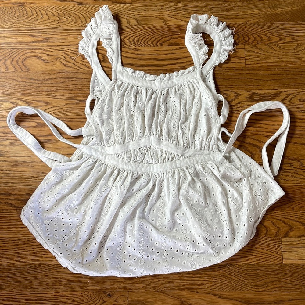 White eyelet Free People top with side ties
